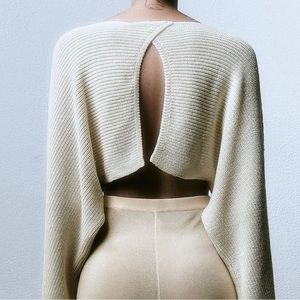ISO zara cropped knit bolero open back sweater